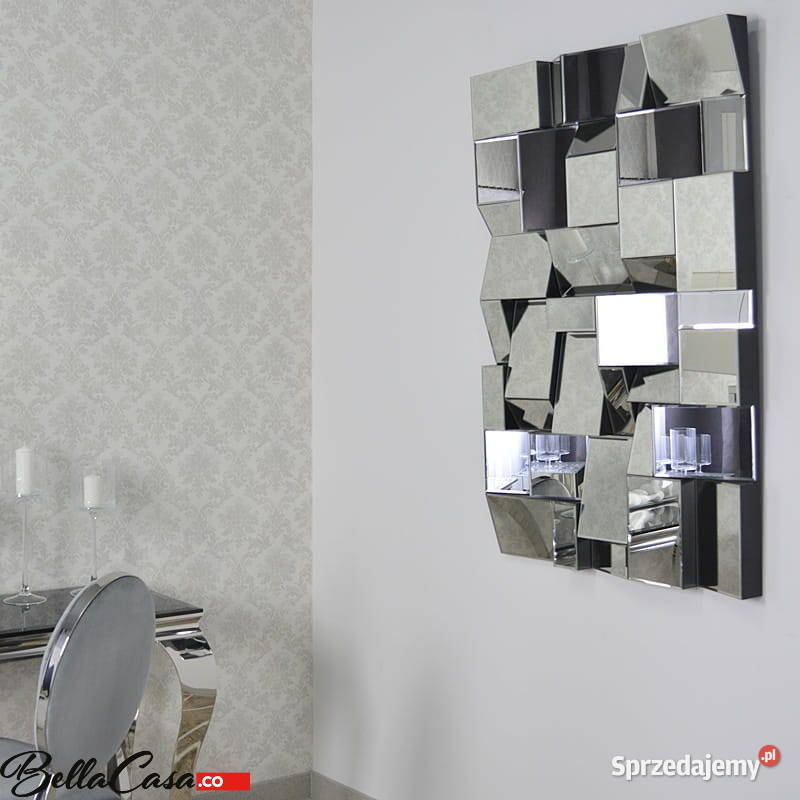 Srebrne lustro glamour prostokątne 80x120 M0520