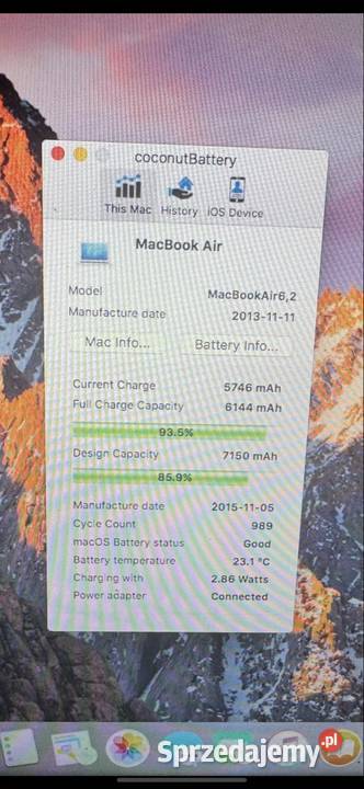 MacBook Air 13 2013 i5 8GB 128SSD Big Sur nowy Intel Core i5 Apple mazowieckie Warszawa