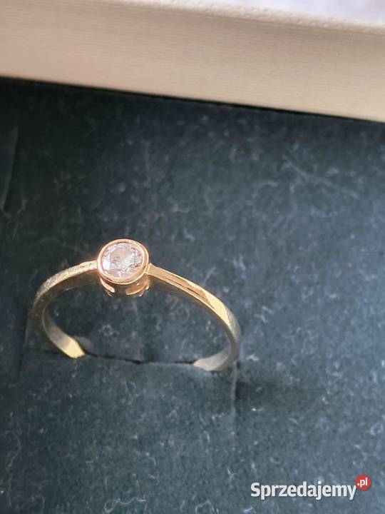 Złoty pierścionek z brylantem złoto śląskie Rybnik