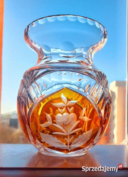 Piękny wazon kryształowy PRL Wrocław
