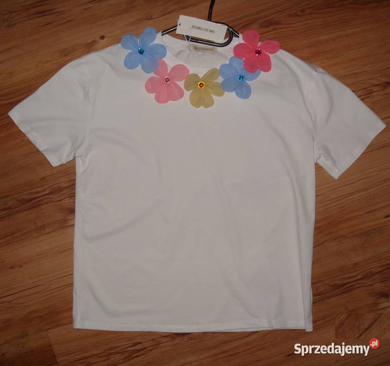 kolorowe kwiatki 3D KRYSZTAŁKI r LXL tshirt wielkopolskie Rawicz