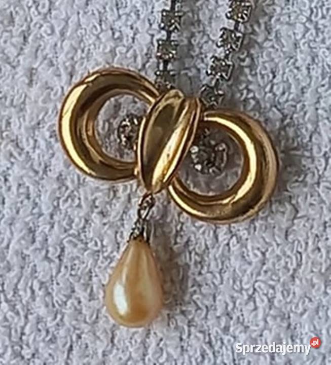 Antyczny kpl naszyjnik z perłą i klipsy Warszawa