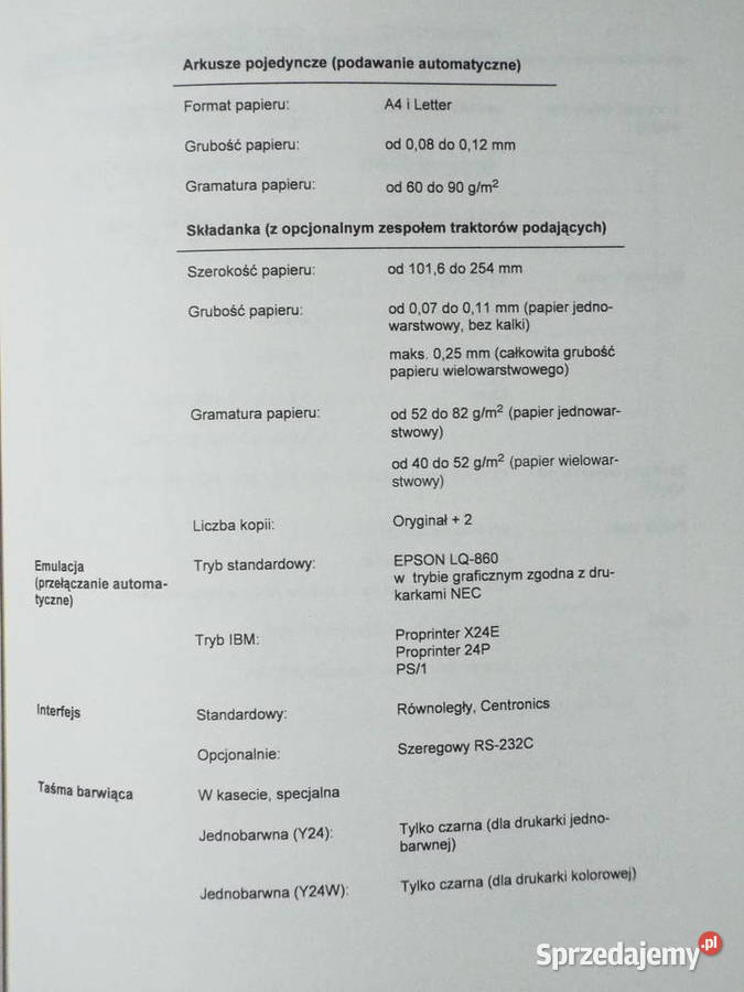 Drukarka wierszowa Star LC240 z dodatkami LPT Będzin