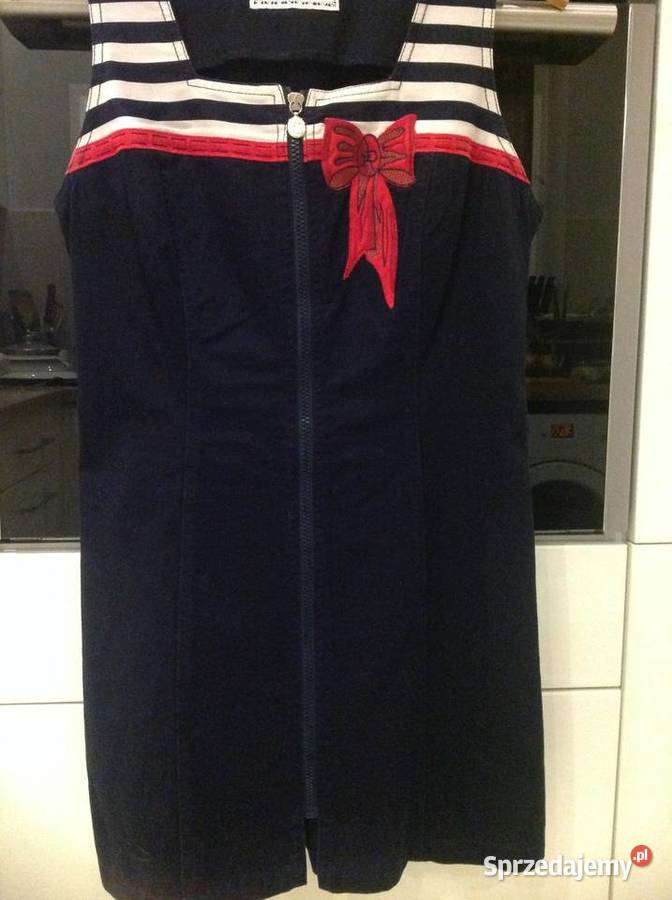 Piękna Sukienka Jeans Granatowa Damska Nowa Sól