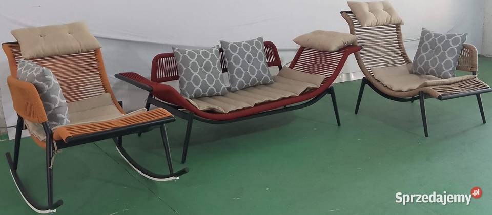 sofa ogrodowa wyplatana recznie sznurkiem Bosutów
