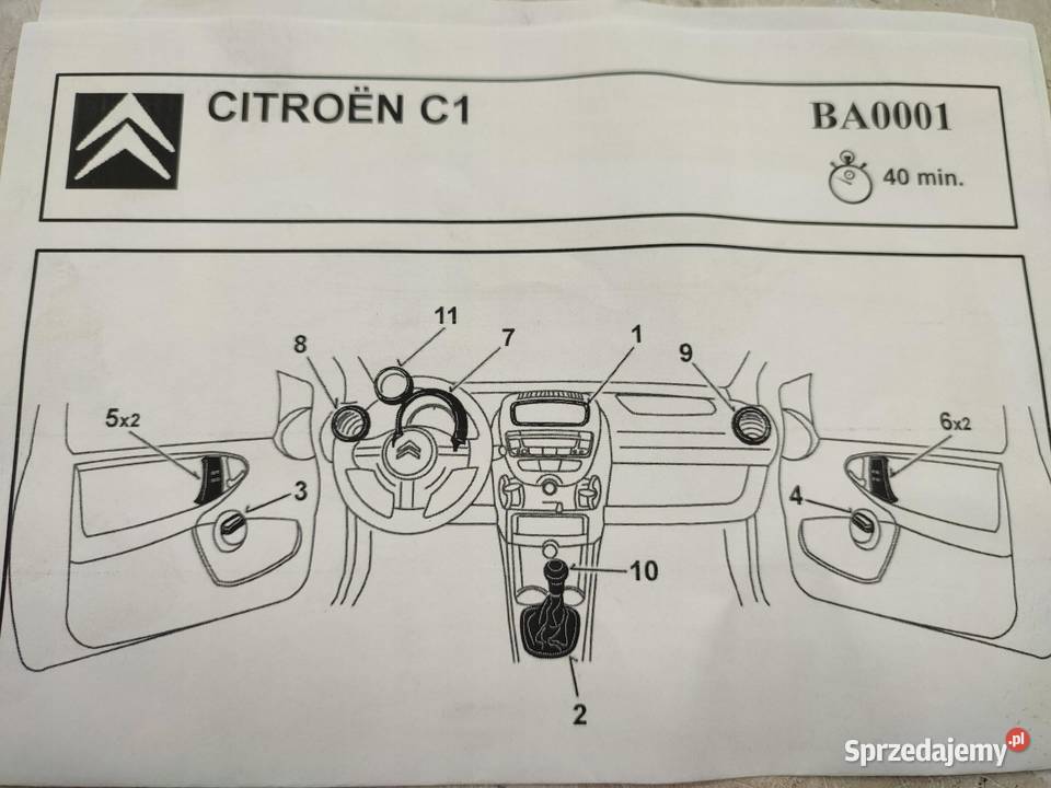 ZESTAW RAMEK CHROM GAŁKA I MANETKA CITROEN C1 Panele sterowania, przełączniki lubelskie sprzedam