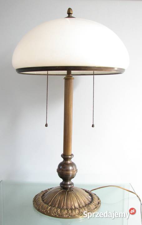 Stylowa mosiężna lampa stołowa ze szklanym Rękodzieło Cielądz