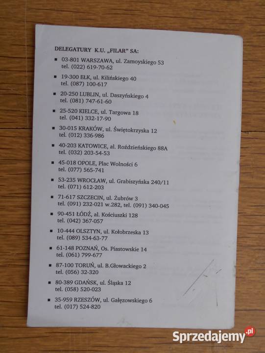 FILAR SA Ogólne warunki ubezpieczenia mieszkań Pozostałe Parczew