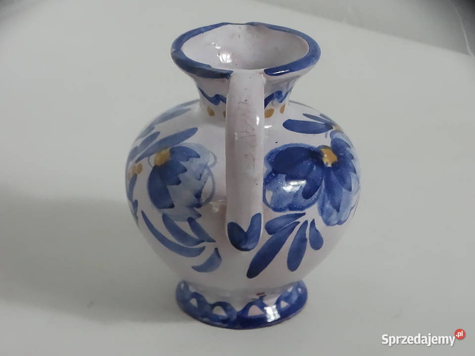 Uroczy ręcznie malowany dzbanek ceramiczny lubelskie Biłgoraj