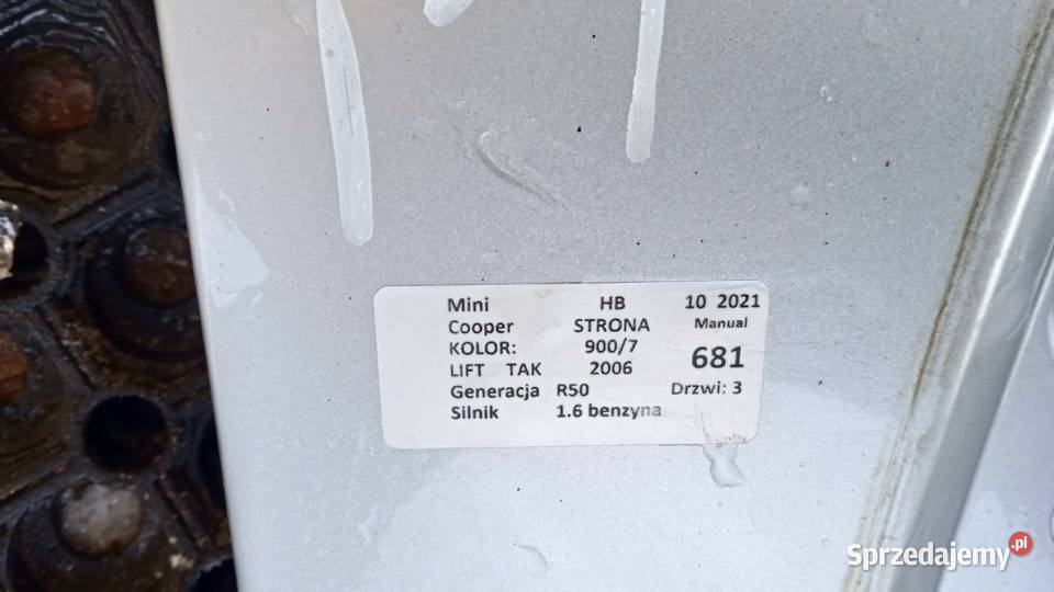 MINI COOPER R50 FL BŁOTNIK PRZÓD PRAWY 9007 Zbierkowo sprzedam