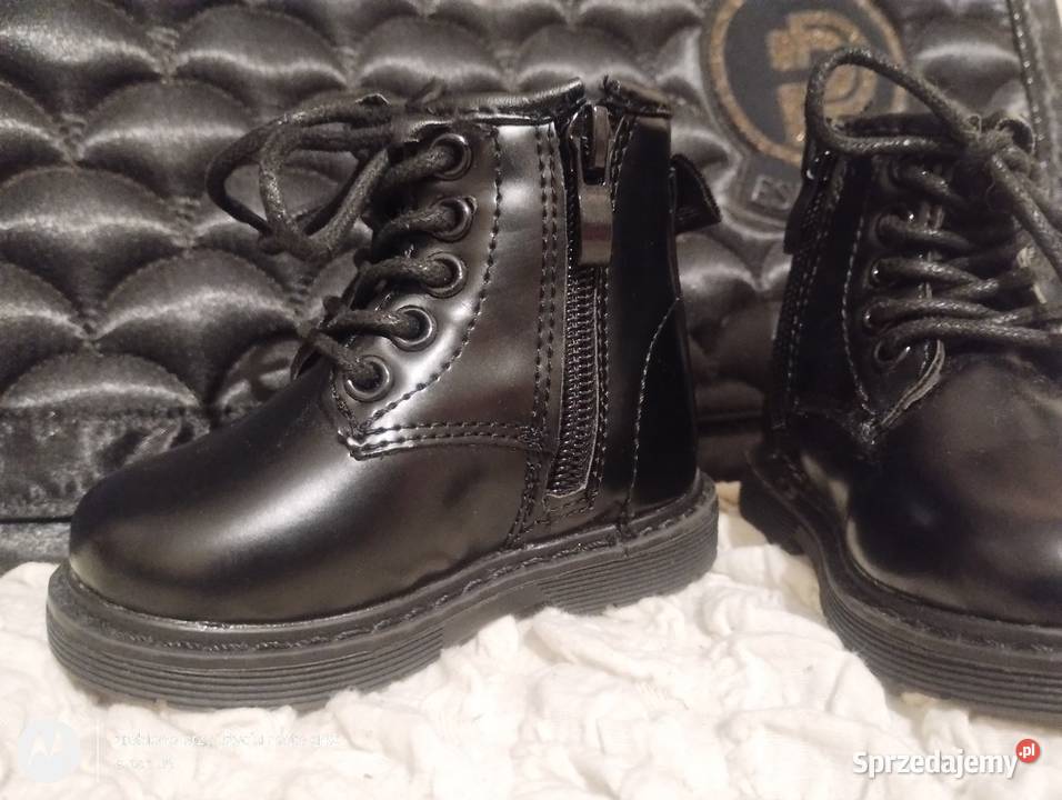 Skórzane traperki chłopięce czarny lubuskie Długie