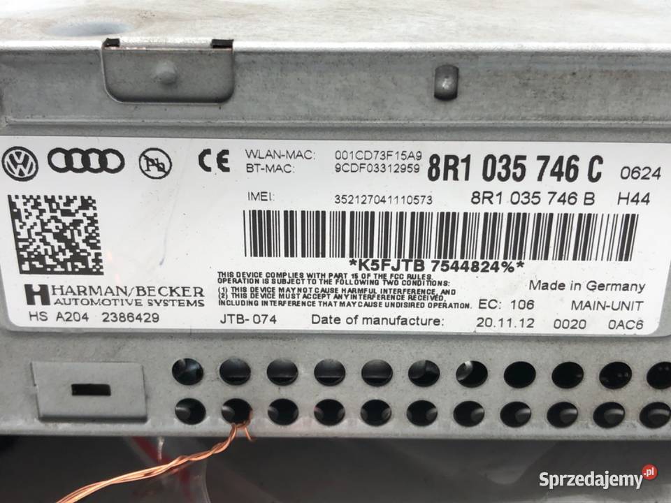 RADIO NAWIGACJA AUDI A4 B8 8R1035746C 0715