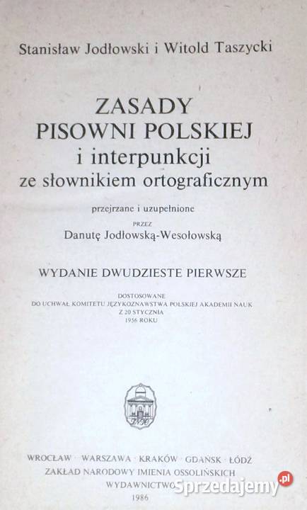 Zasady pisowni polskiej i interpunkcji ze Chełm sprzedam