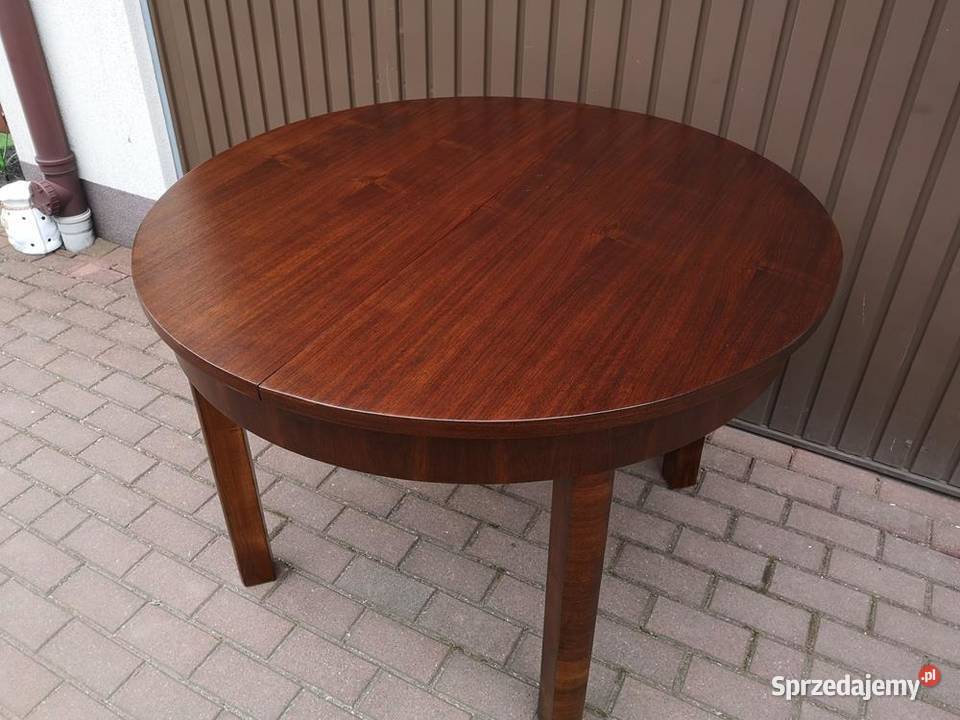 Stół ArtDeco Okrągły Orzech 110 Zgrabny Antyk Swarzędz