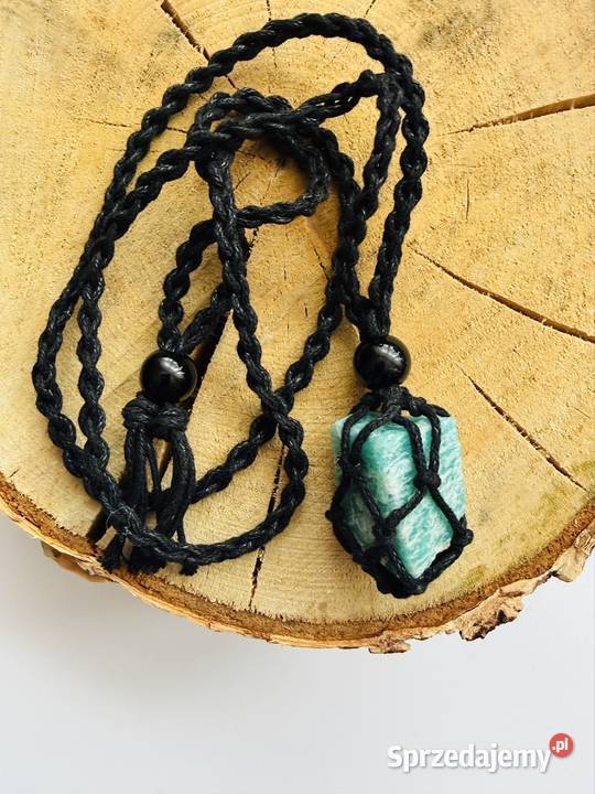 Naszyjnik makrama z kamieniem amazonitem