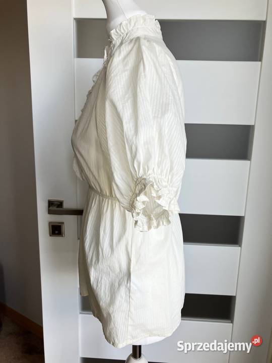 Nowa kremowa bluzka bawełna HM bufki XS