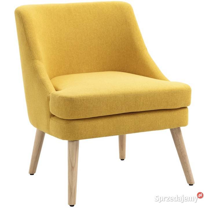 Nowoczesny żółty fotel z drewnianymi nóżkami świętokrzyskie Kornica sprzedam