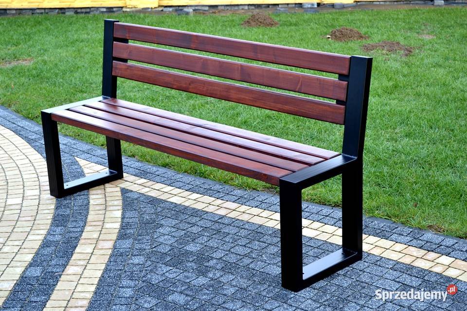 Ławka ogrodowa z oparciem miejska parkowa Ławki Białe Błoto