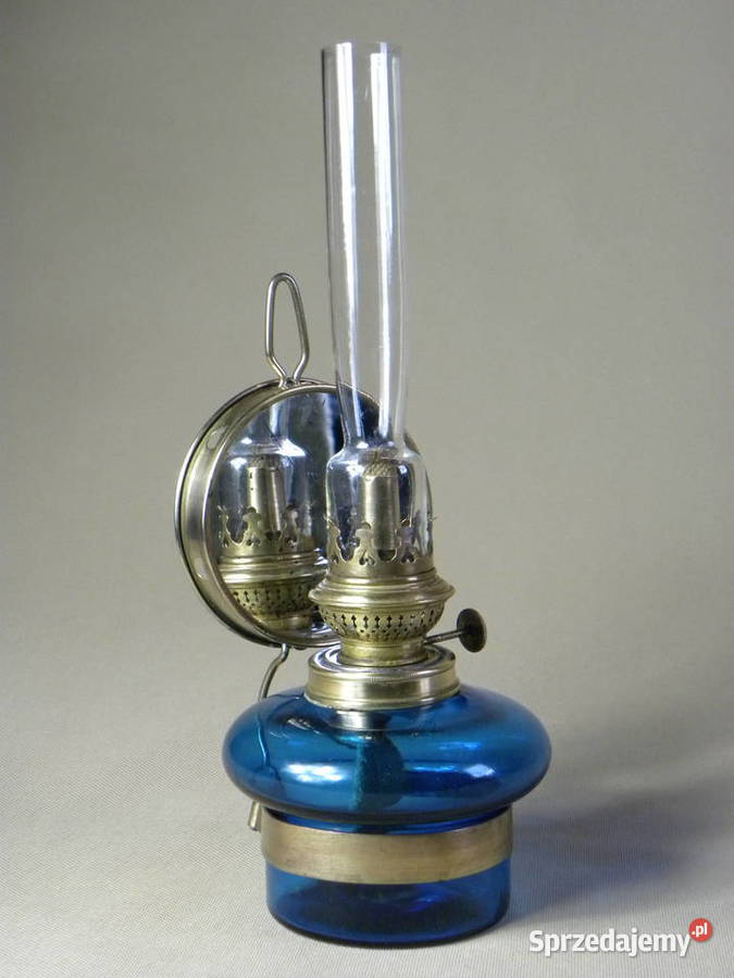 Stara lampa lampa naftowa kinkiet niebieski Legnica
