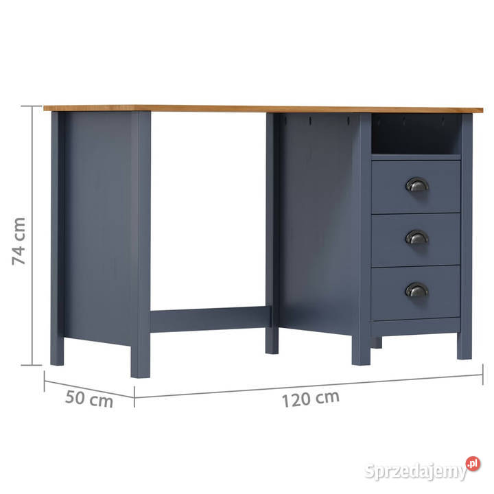 Biurko Hill z 3 szufladami szare 120x50x74 lita Warszawa