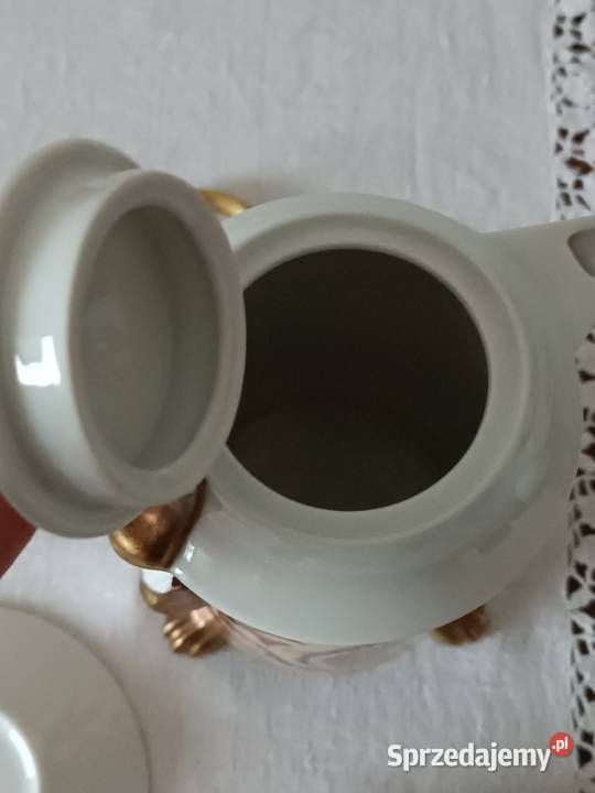Dzbanek filiżanki sygnowana złocona porcelana Gorlice