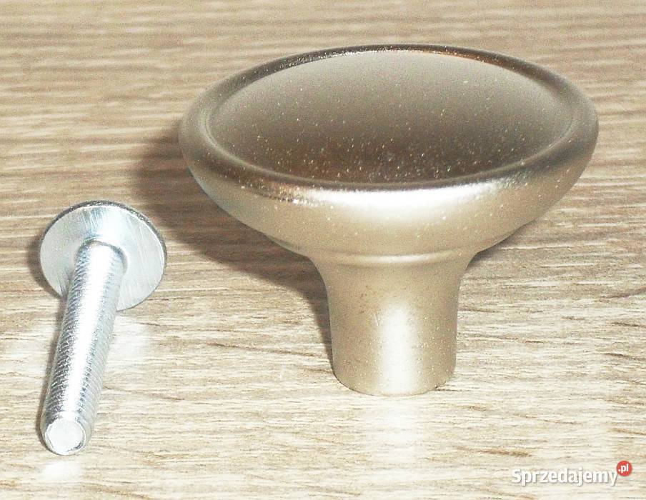 Uchwyt meblowy gałka metalowa srebrna satynowa Akcesoria meblowe Gliwice