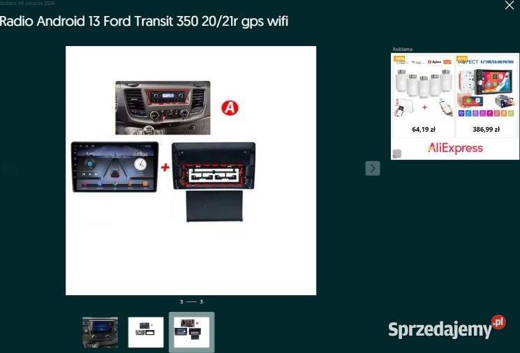 Radio Android 13 Ford Transit 350 2021r gps wifi Ożarowice