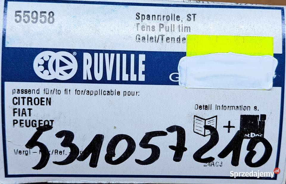 RUVILLE 55958 ROLKA NAPINACZ ROZRZĄDU CITROEN Mielęcin