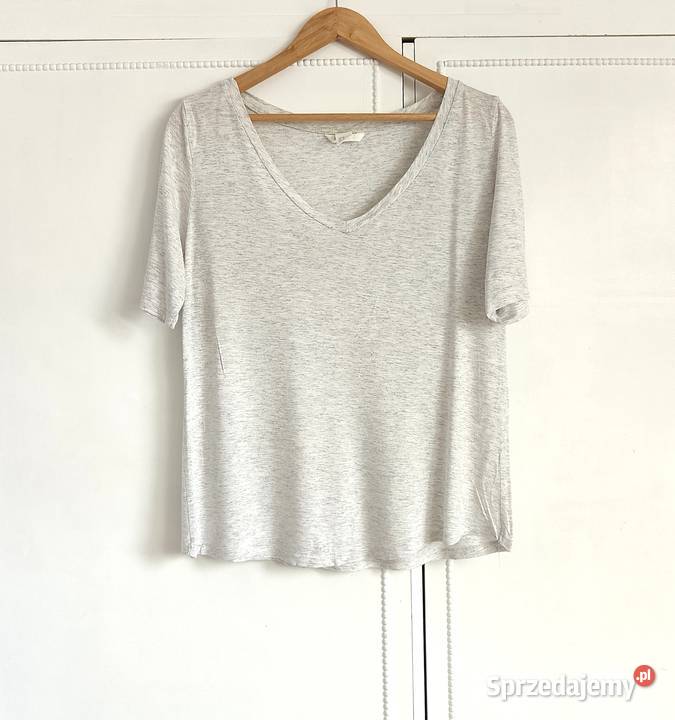 Szary melanżowy tshirt koszulka dekolt vneck HM sprzedam