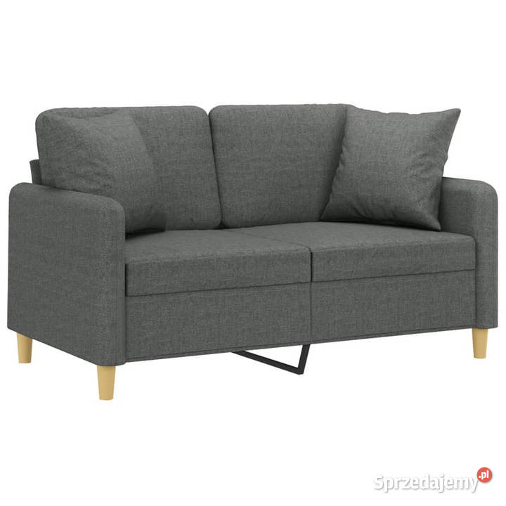 2osobowa sofa z poduszkami ciemnoszara 120