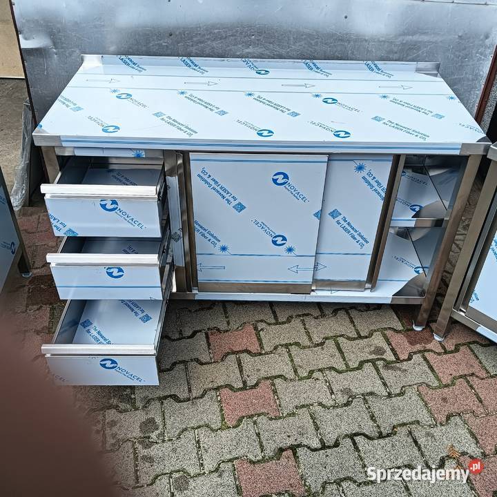 Stół ze stali nierdzewnej zabudowany szuflady wielkopolskie Słupia Kapitulna