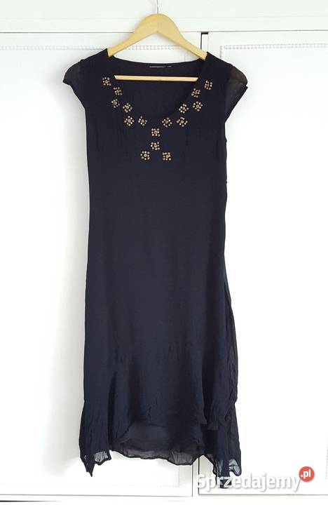 Sukienka vintage 38 M prosta lata 90te krepa Szczecin