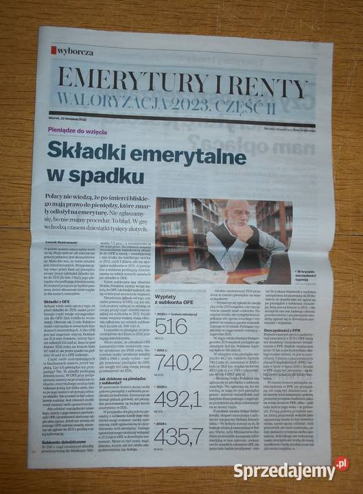 Emerytury i renty Waloryzacja 2023 cz I i II Parczew sprzedam