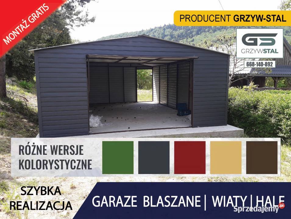 Garaż Blaszany Grafitowy Blaszak Magazyn Garaże Ostrołęka