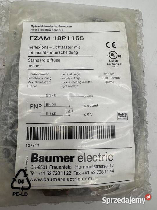 Baumer FZAM 18P1155 Czujnik dyfuzyjny Pozostałe Warszawa