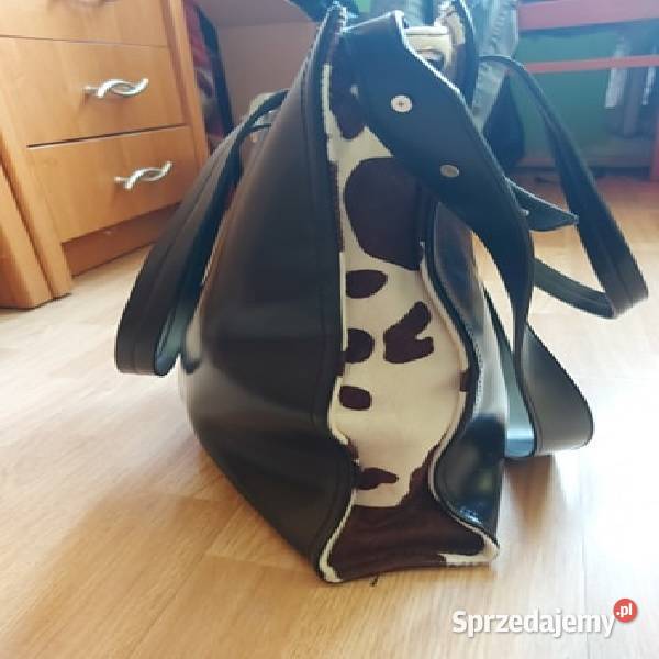 Czarna Duża Torba Skórzana Na Ramę Na Zamek Drezdenko sprzedam
