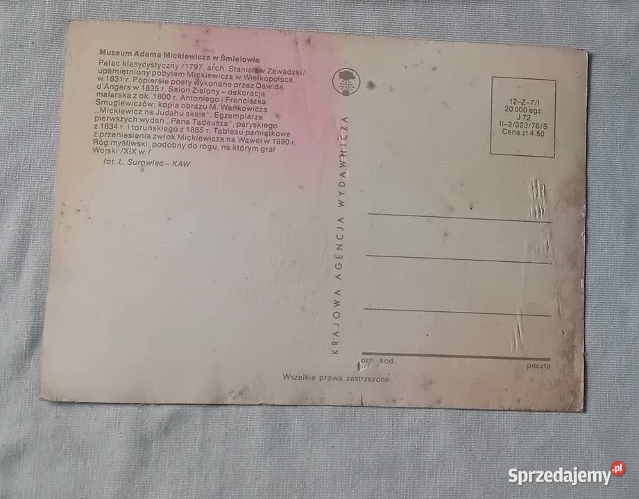 Pocztówka Muzeum Adama Mickiewicza w Śmiełowie Koźminek