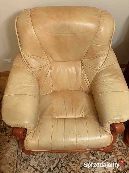 Komplet wypoczynkowy dwa fotele skórzane dwa Elbląg