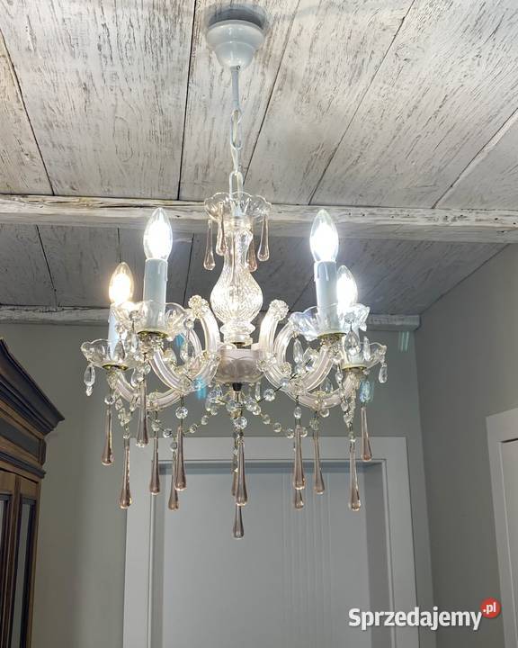 Francuski Żyrandol vintage 8 Lampa 5ram róż Poznań
