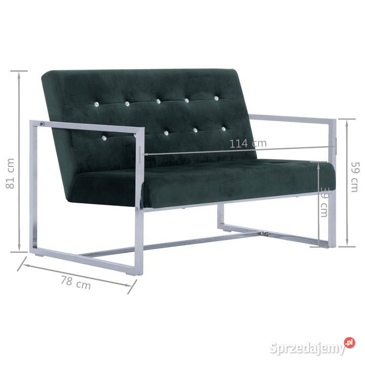 2osobowa sofa z podłokietnikami ciemnozielona Warszawa