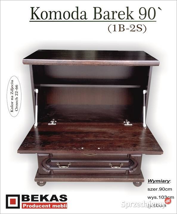 Barek 90 1B2S Komoda Biała Dąb Blat Dąb Natura 102cm Komody Włocławek