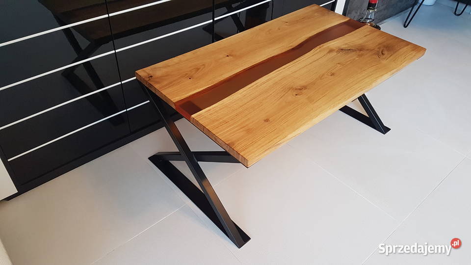 Stolik kawowy dębowy stolik żywica rzeka Warszawa sprzedam