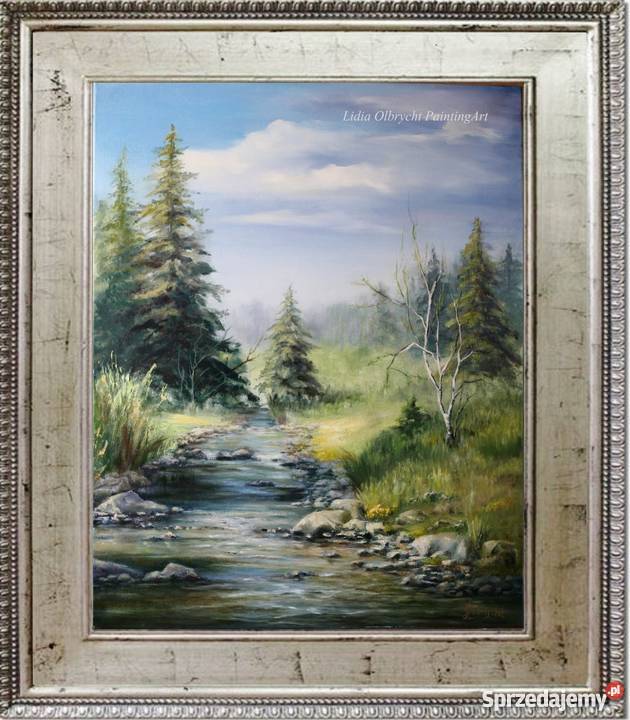 Pejzaż Wiosna obraz olejny L Olbrycht Nowy Sącz