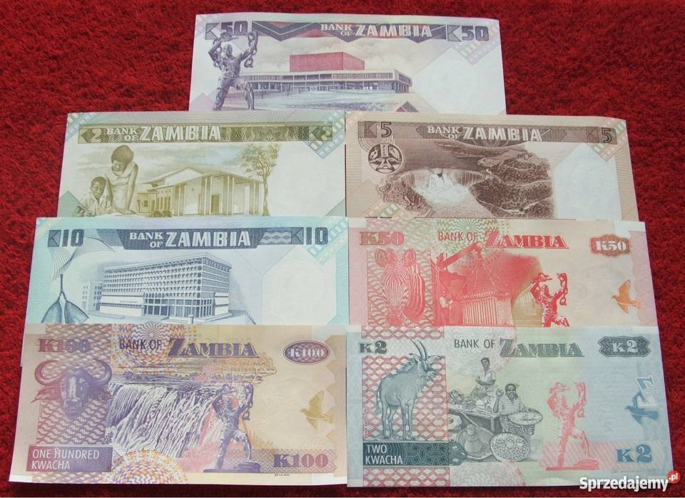 ZAMBIA 2 Kolekcjonerskie Banknoty Zestaw 7 sztuk śląskie