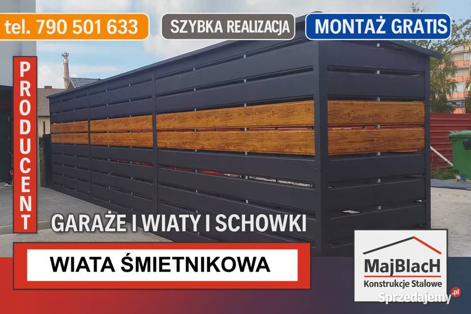 Duża Wiata Śmietnikowa 6x1 WIATKA Schowek Altana Gdynia