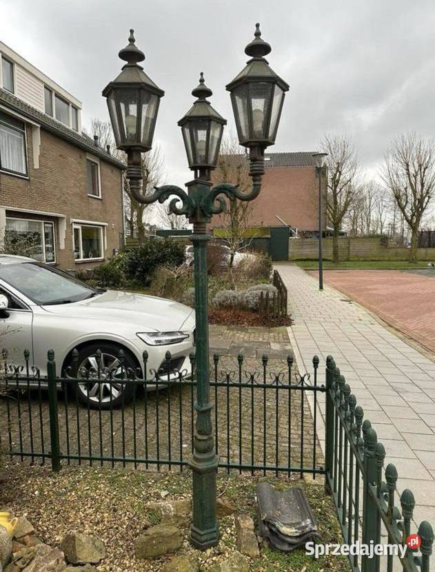 Żeliwna stara pałacowa parkowa latarnia ciężka i Bystrzyca Kłodzka