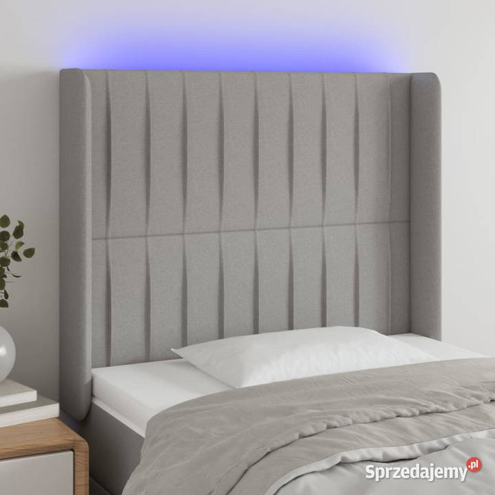 Zagłówek do łóżka z LED jasnoszary 83x16x118128 mazowieckie Warszawa