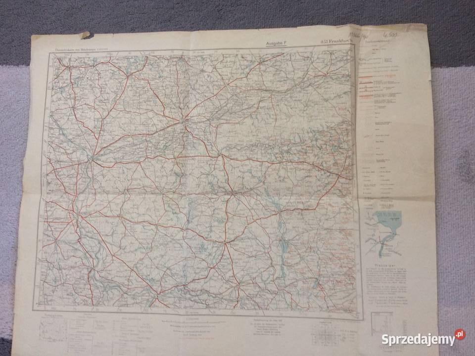 462 Niemiecka Mapa FrankfurtOder I Na Wschód Szczecin sprzedam
