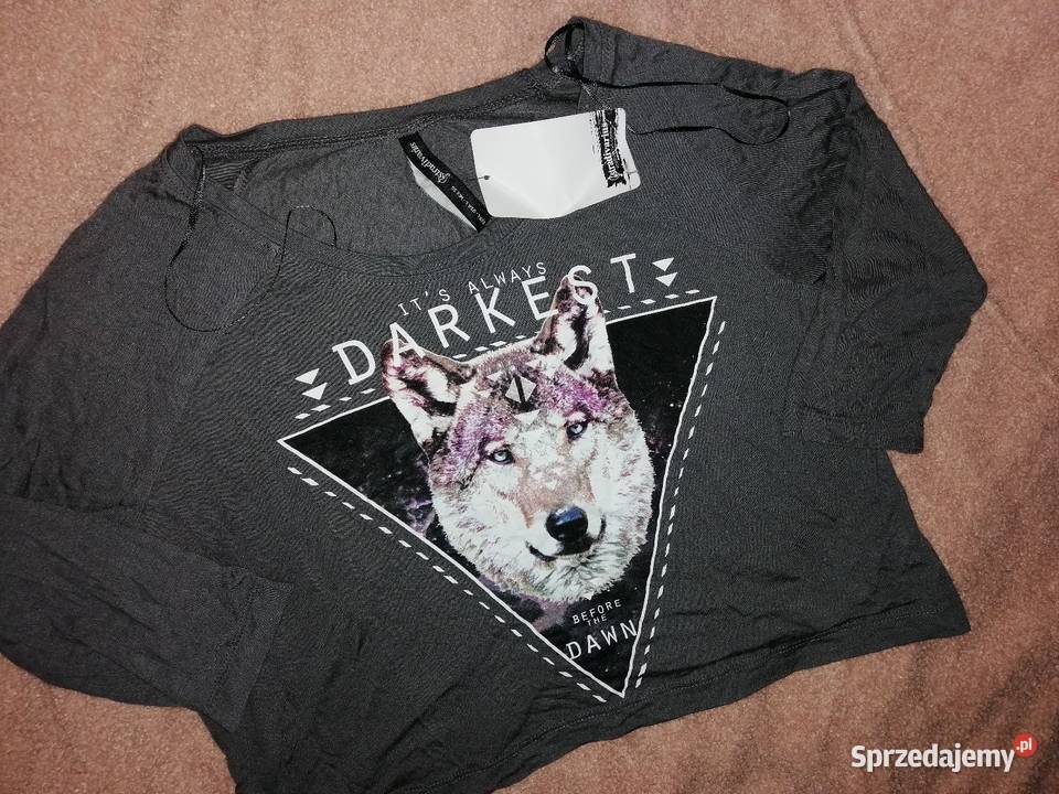 STRADiVARiUS szara bluzka crop top Z WiSKOZY XSL