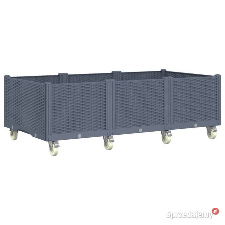 Donica ogrodowa na kółkach szara 150x80x54 PP Warszawa